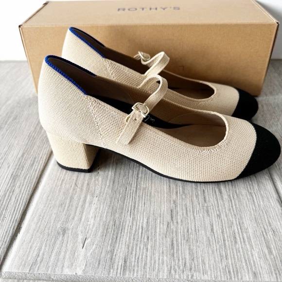 Rothy's Beige and Black Heels - Picture 8 of 9